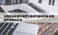公路桥梁桩基声测管布置规范最新标准,桩基础声测管的作用