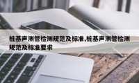 桩基声测管检测规范及标准,桩基声测管检测规范及标准要求