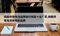 磷酸铁锂电池品牌排行榜前十名厂家,磷酸铁锂电池有哪些品牌